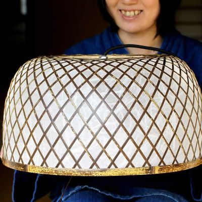【受注生産 お届けまで約1週間】<br>虎竹照明丸傘ライト（大）6畳用