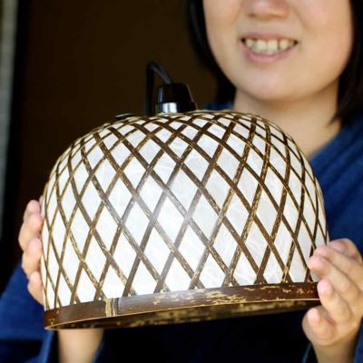 【受注生産 お届けまで約1週間】<br>虎竹照明丸傘ライト（小）