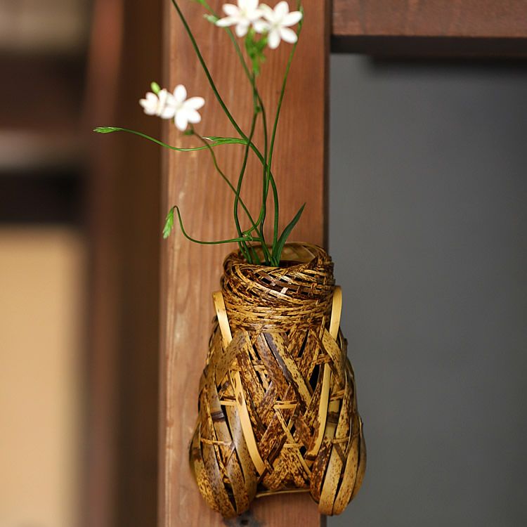虎竹掛け花籠 蝉 レビュー 虎斑竹専門店 竹虎