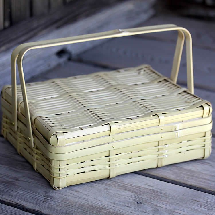 最高の品質 竹製 ピクニックバスケット ランチボックス 手提げ弁当箱 