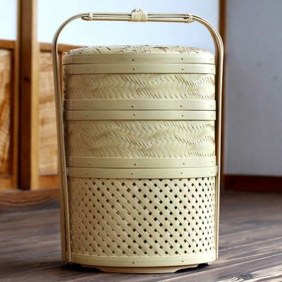白竹三段弁当箱（丸）