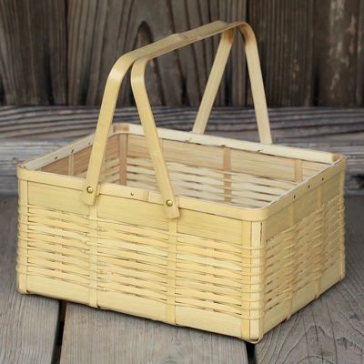 白竹角手提げ角籠<br>アメニティボックスとして、<br>お買い物、キャンプにも使える