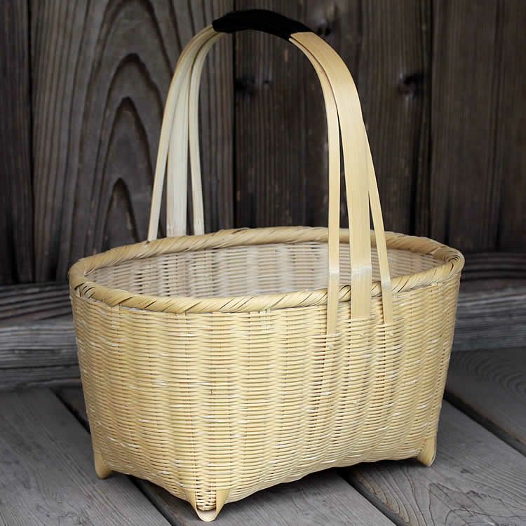 淡竹黒革持ち手買い物籠 | 虎斑竹専門店 竹虎