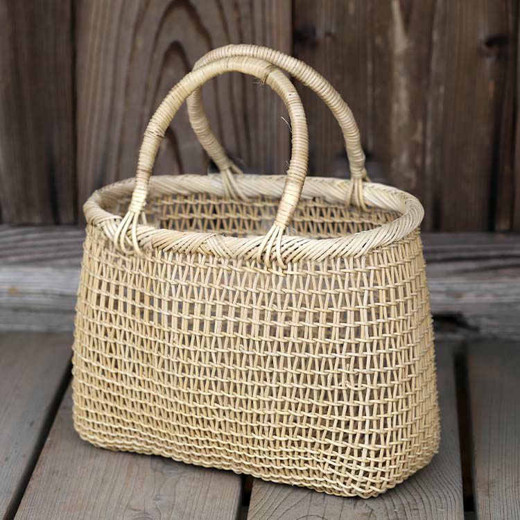 白あけびこだし編み手提げ籠バッグ