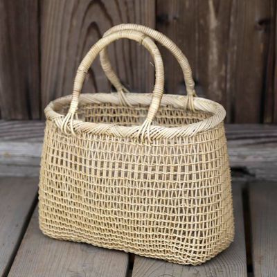 白あけびこだし編み手提げ籠バッグ