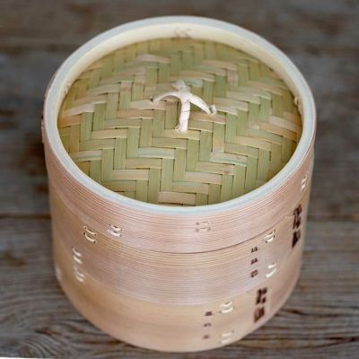 蒸し鍋、温野菜がおいしくできる蒸し器<br>杉蒸籠（セイロ）18cm2段身蓋セット