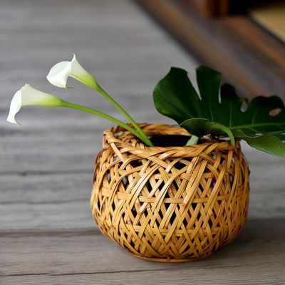 【一点限り】<br>白石白雲斎作 白竹花器 双<br>（Japanese bamboo art by Hakuunsai Shiraishi）