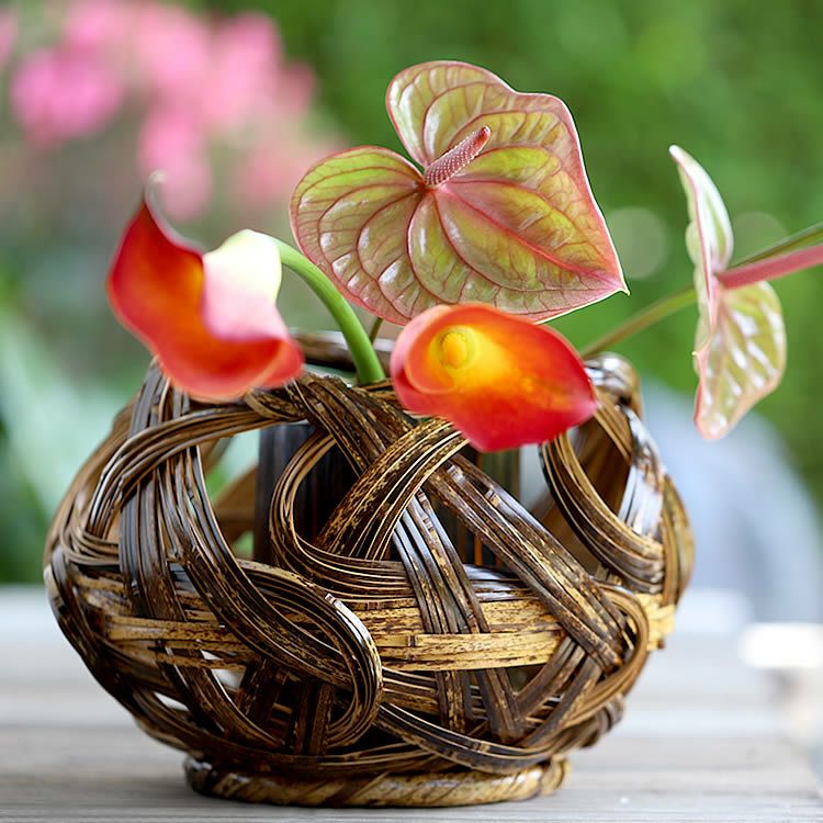 花籠/竹籠 虎竹花籠 寄せ編大輪 | 虎斑竹専門店 竹虎