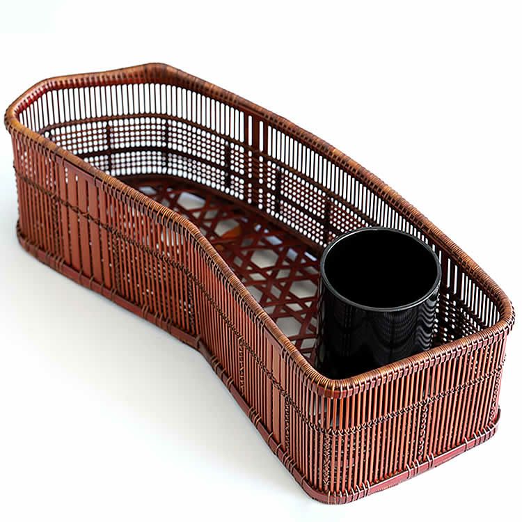 一点限り】塩月寿籃作 櫛目編 花籃（Japanese bamboo art by Juran  