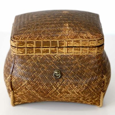 【一点限り】<br>渡辺竹清作 虎竹御所籠<br>（Japanese bamboo art by Chikusei Watanabe）