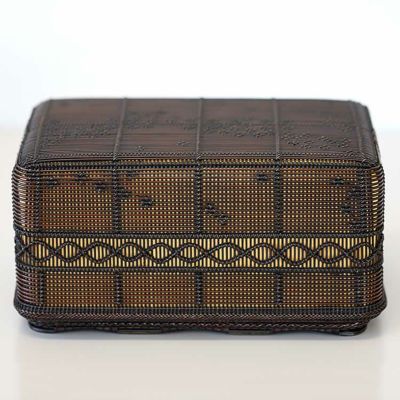 【一点限り】<br>塩月寿籃作 格子編 飾り筥 花吹雪<br>（Japanese bamboo art by Juran Shiotsuki）