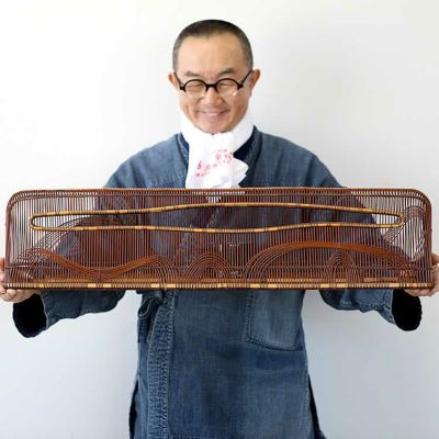 【一点限り】<br>塩月寿籃作 花籃 花吹雪<br>（Japanese bamboo art by Juran Shiotsuki）