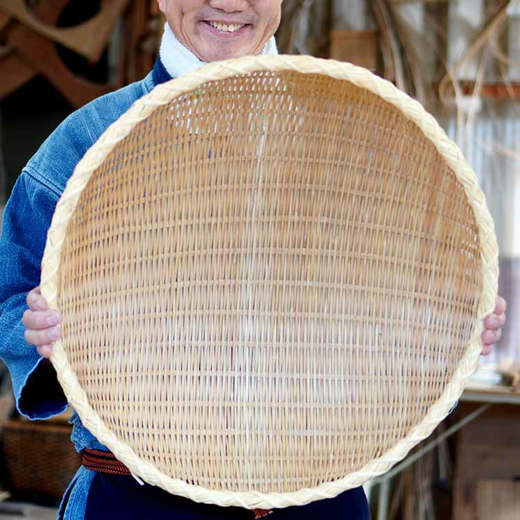 深竹ざる（亀ざる）籐返し巻縁 大 52cm