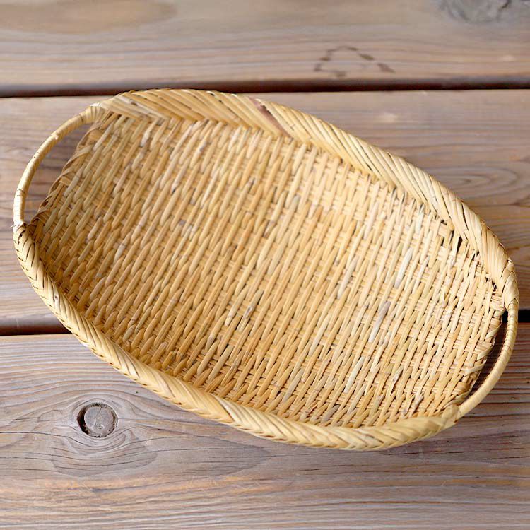 スズ竹両口楕円盛りざる（大）