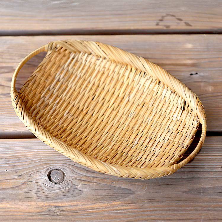 スズ竹両口楕円盛りざる（中）