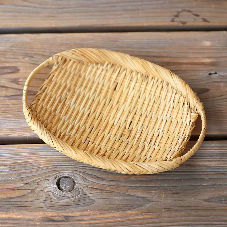 スズ竹両口楕円盛りざる（小）