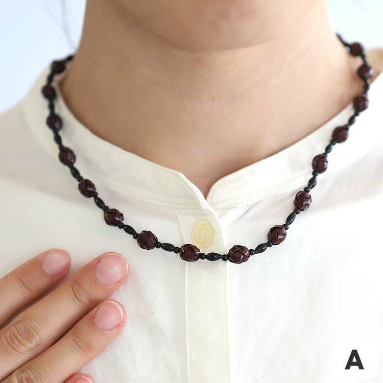 竹玉編みネックレス